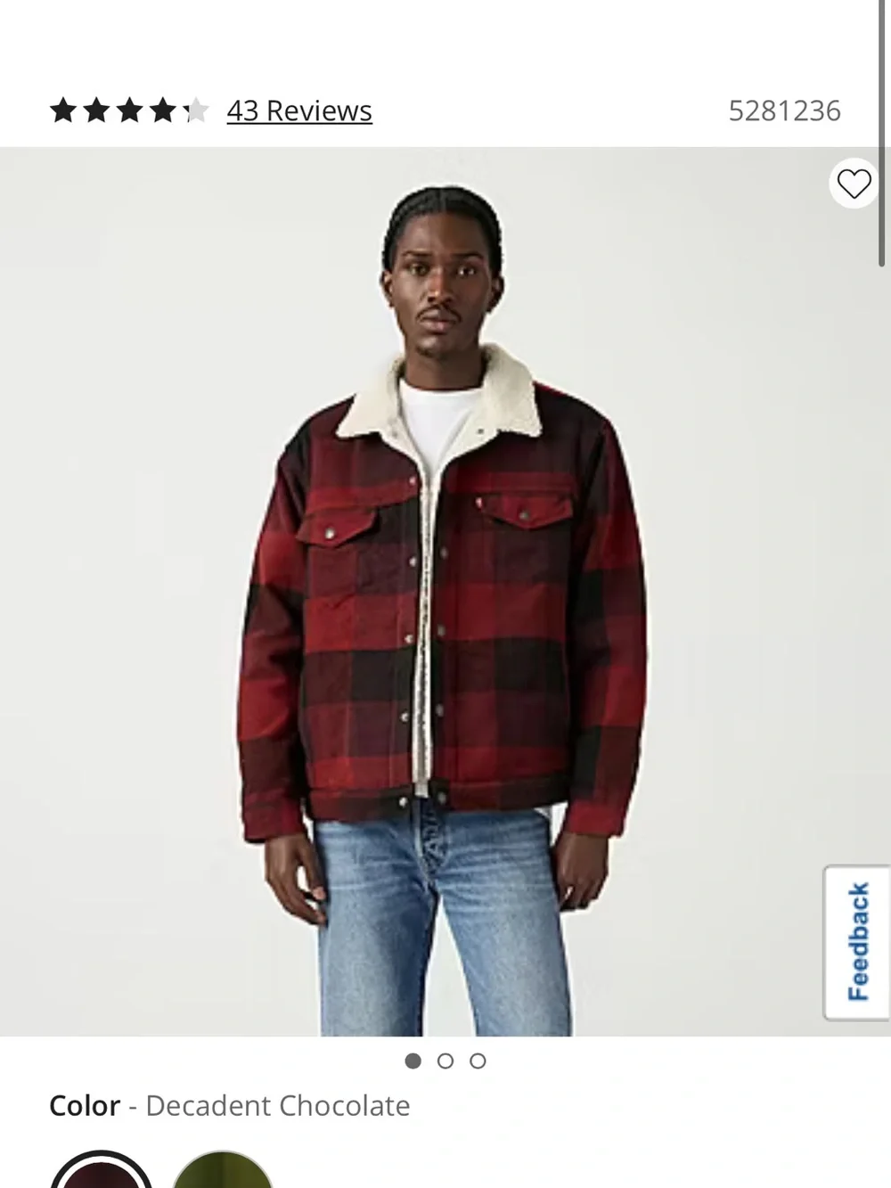 Levi's Red and Black Plaid Sherpa-Lined Trucker Jacket - Picture 3 of 9